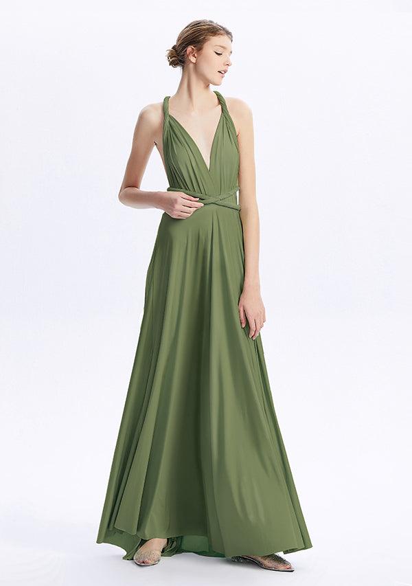 green convertible dress Emerald green infinity long slit dress