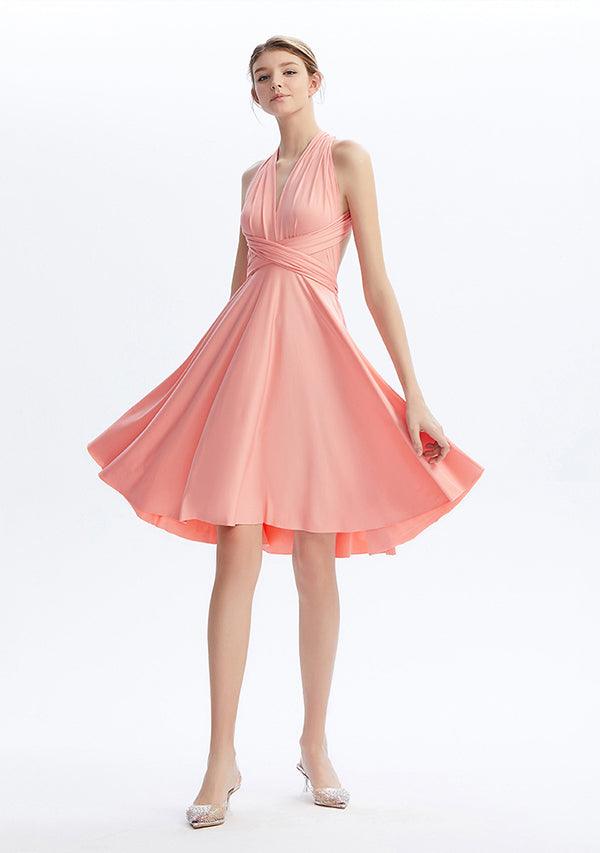 Buy Peach Coral Midi Convertible Infinity Dress